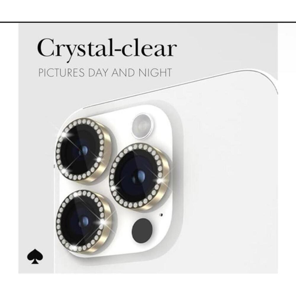 Kate Spade iPhone 15 /iPhone 15 Plus Crystal Aluminum Camera Lens Protector-NIP
